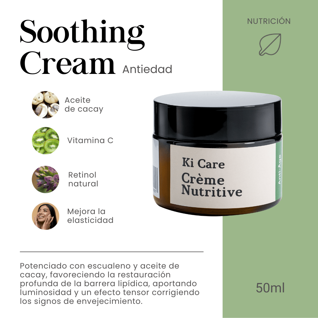 Soothing Cream Antiedad con Aceite de Cacay, Vitamina C y Retinol Natural para mejorar la elasticidad