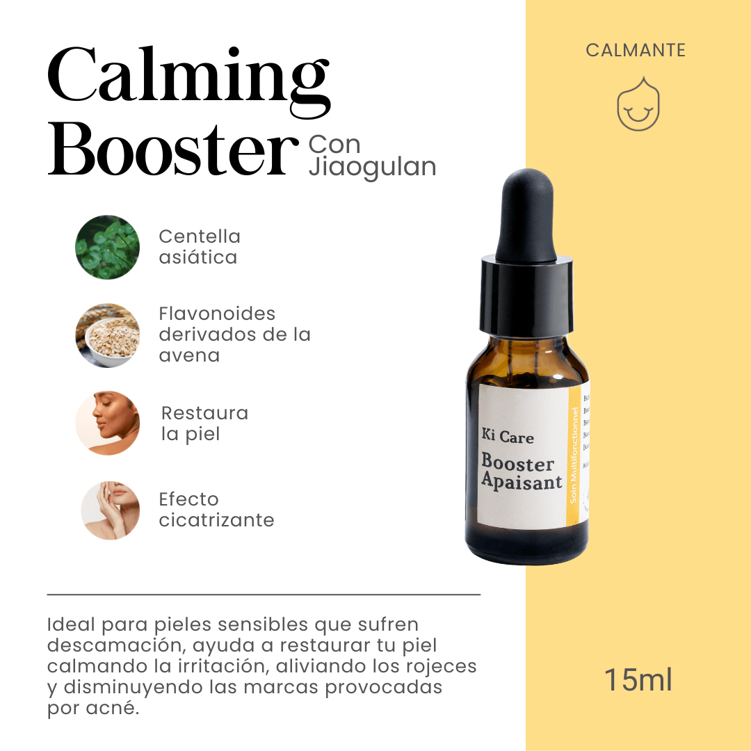 Calming Booster que restaura la piel y tiene efecto cicatrizante con Jiaogulan, Centella Asiática y Flavonoides derivados de la Avena