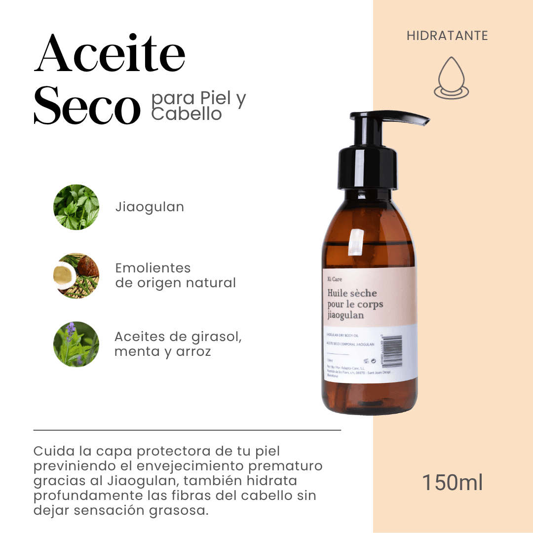 Aceite Seco para el cabello y la piel qye cuida la capa protectora de tu piel previniendo el envejecimiento