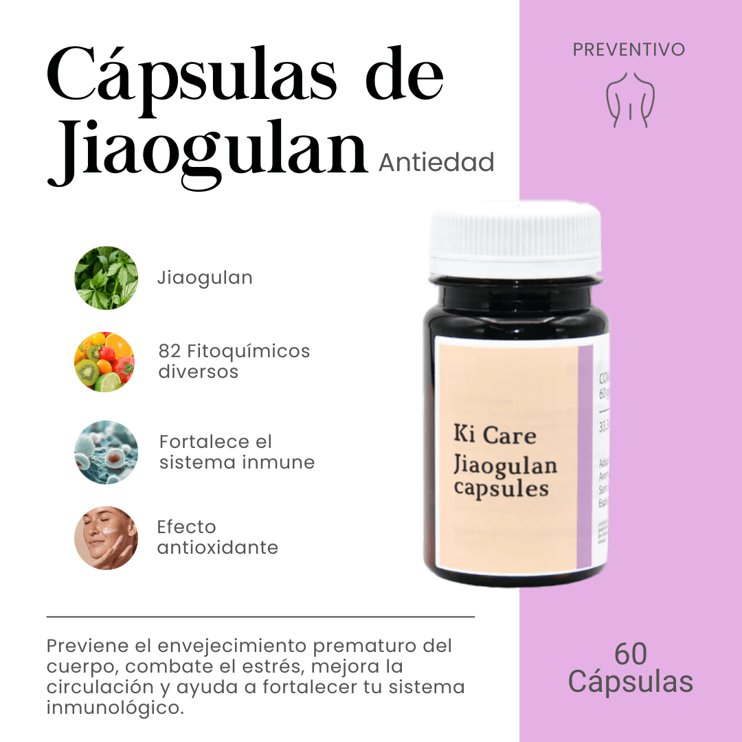 Adaptógeno Jiaogulan: Equilibrio y Bienestar. Antioxidante y Antiedad para la Piel - Suplemento Natural de 60 Cápsulas