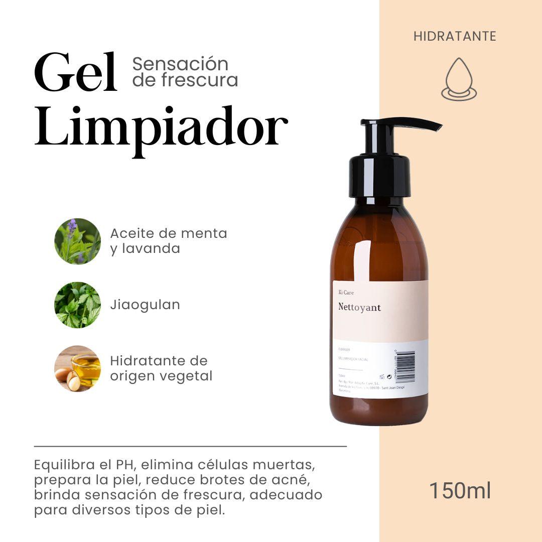 Gel Limpiador Hidratante con sensación de frescura con Aceite de Menta y Lavanda, Jiaogulan, Hidratante de Origen Vegetal