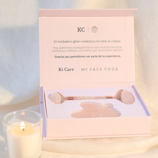 Set Gua Sha + Rodillo de Cuarzo Rosa